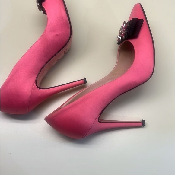 Made in Italy Nennete Pink and Black Stiletto Heels with Crystal Accents - Picture 2 of 6